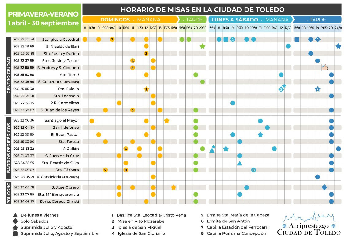 Horarios Diocesis Primavera Verano